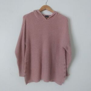 db Sunday Dusty Pink Hooded Sweater, Tunic Length, Womens Large